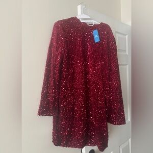 Cupshe Dazzling Red Sequin Dress. Size Large.